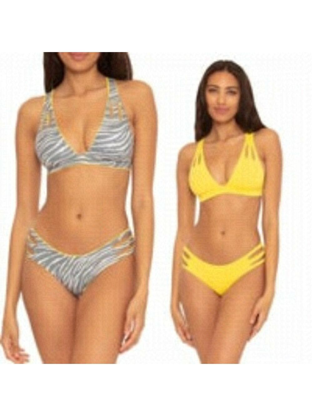 BECCA "Ferocious" Reversible Halter Bikini Top Womens BNWOT Yellow